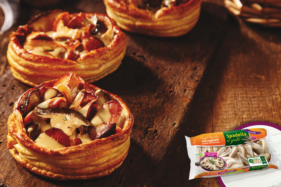 Pasta brisè con funghi e ricotta